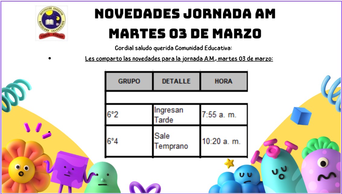 Novedades martes 03 de marzo